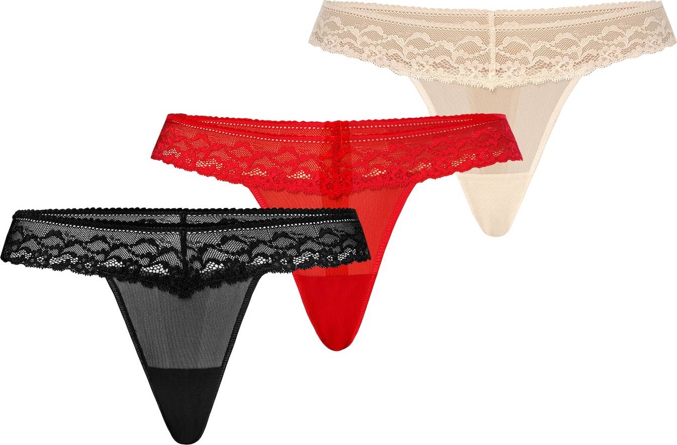 String Leo - Beige/Rood/Zwart