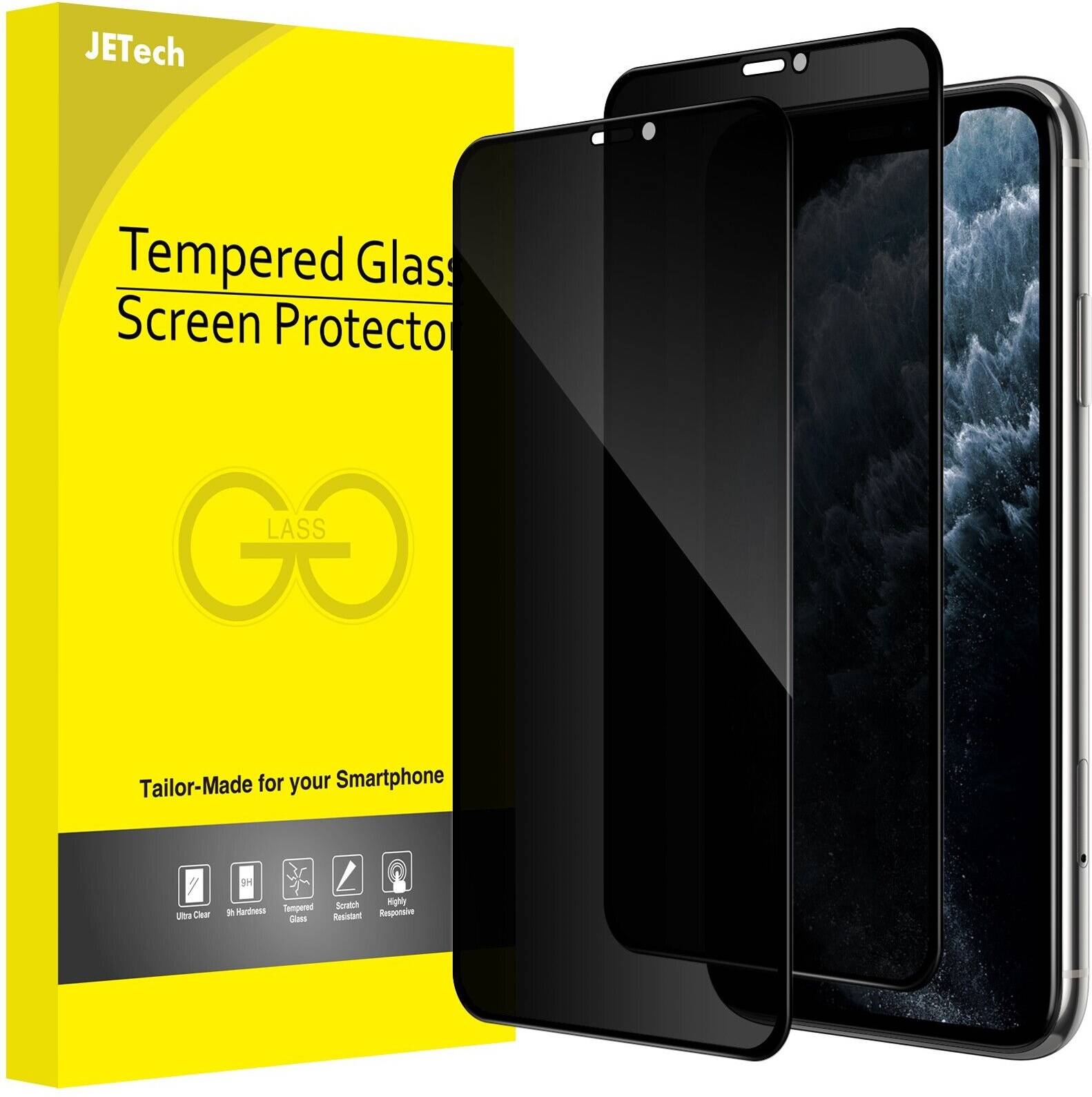 Iphone 11 pro max screen JeTech Privacy Full Coverage Screen Protector for iPhone 11 Pro Max XS Max 2-Pack