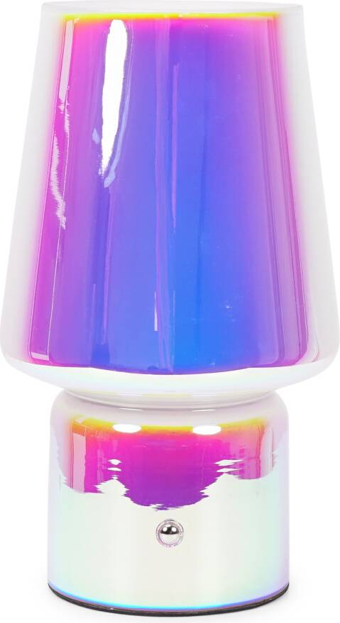 ValueLights Iridescent Glass Rechargeable LED Touch Table Lamp