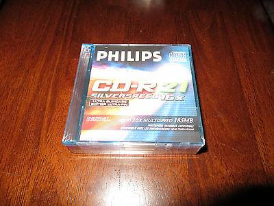 Philips CD-R 5 Pack Silverspeed 16x, in Case 185MB