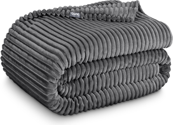 Bare Home Microplush Textured Blanket Ribbed Blankets Gray