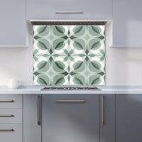 Warren Reed Geometric Green Grey Kitchen Splashback 75 x 70 cm Splash Guard 70cm