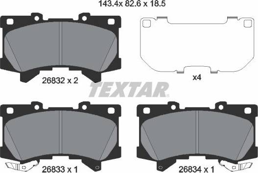 Textar Brake Pad Set Disc Brake 2683201