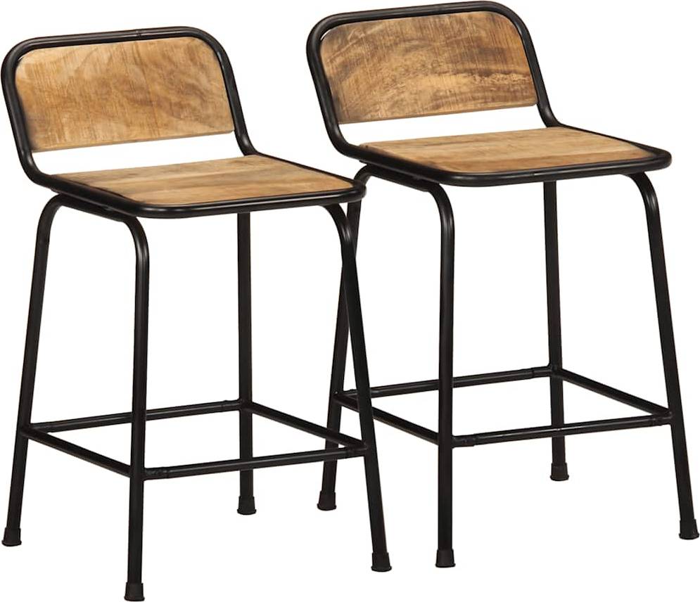 vidaXL Solid Wood Rough Mango Stools 2 pcs Bar Stool 2pcs