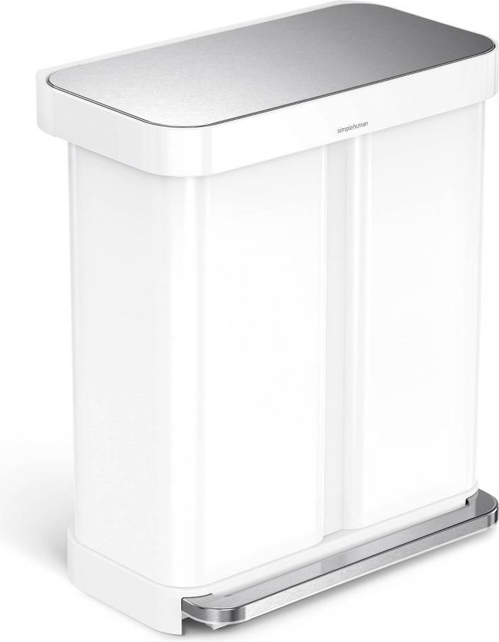 Simplehuman trash can Simplehuman Rectangular Dual Compartment Recycling Step Trash Can 58L