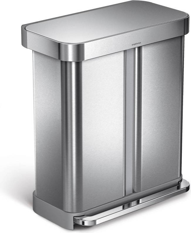Simplehuman trash can Simplehuman Rectangular Dual Compartment Recycling Step Trash Can