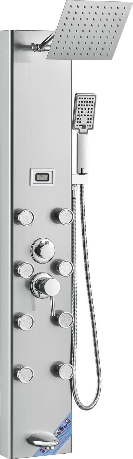 Rainfall shower head with handheld VEVOR Shower Panel System 5 Shower Modes