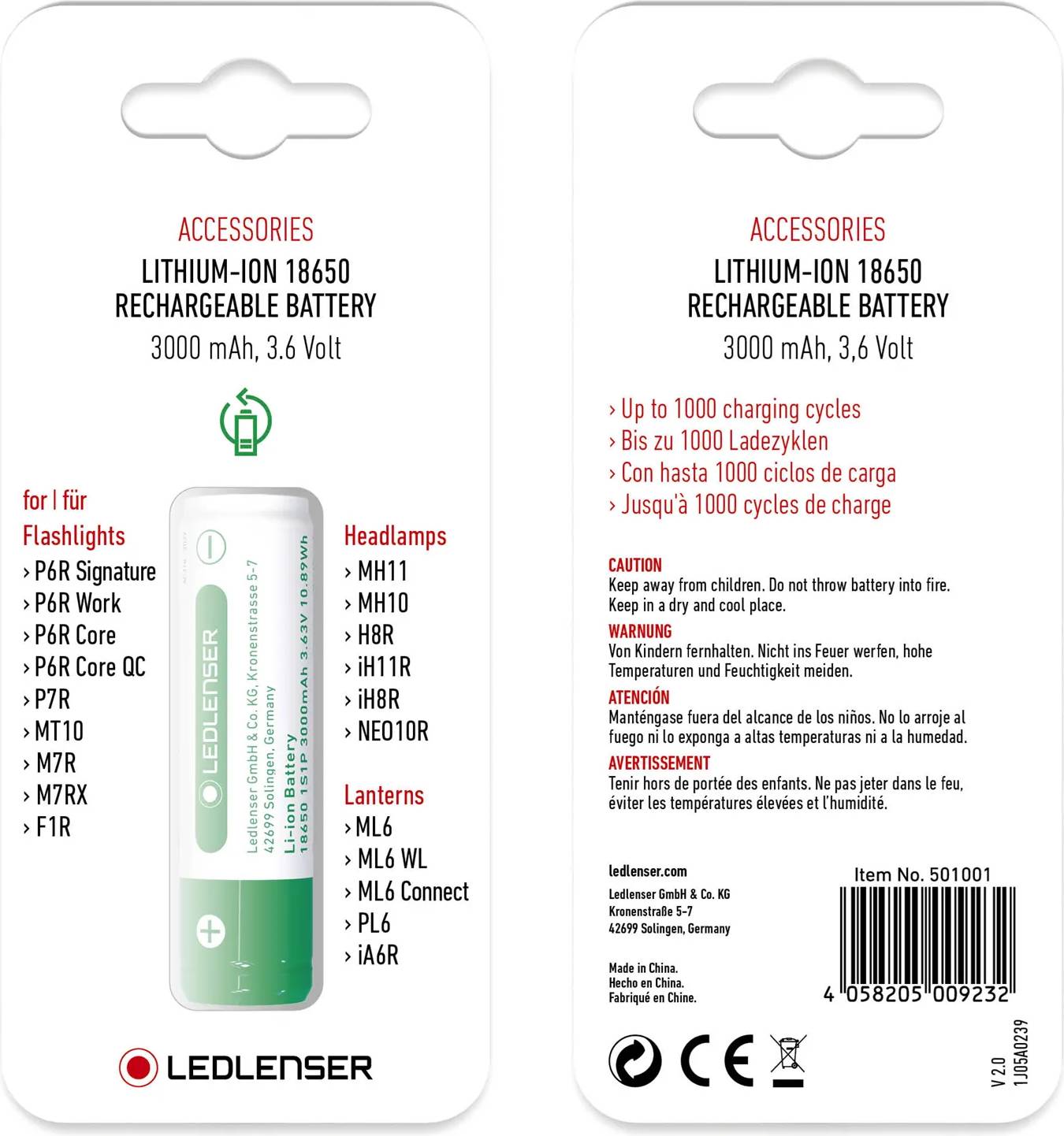Ledlenser Rechargeable 3400mAh Compatible