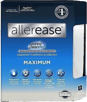 Allerease Full Maximum Bed Bug Allergy Protector Queen Mattress Cover White