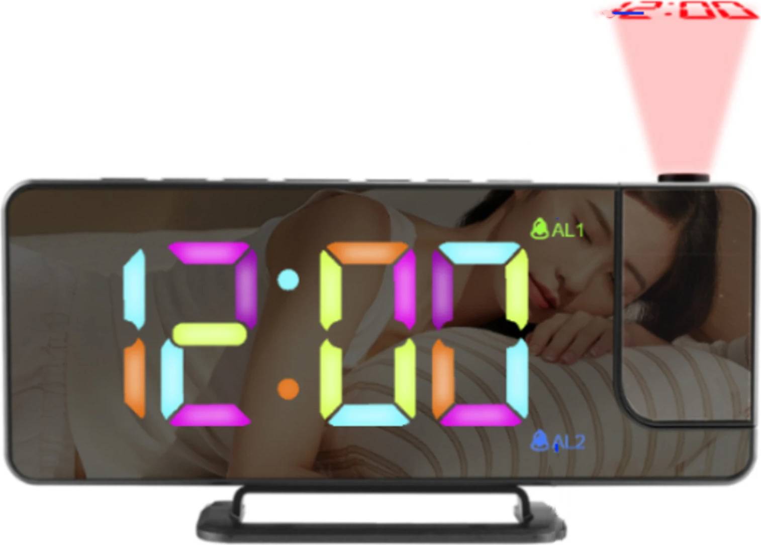 INF LED Mirror Projection Alarm Clock
