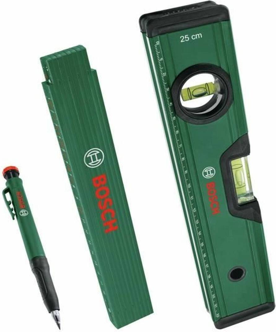 Bosch Marking Set 25cm Folding Ruler 2m Spirit Level