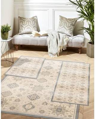 BrylaneHome Paris Washable Rug Set 3 Pcs Beige Multi