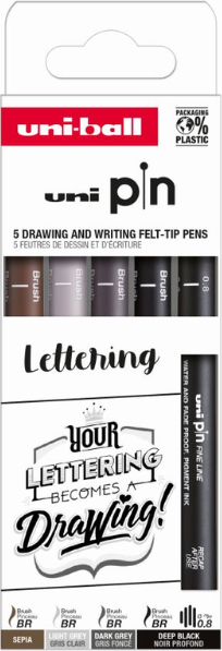 Pin Lettering Drawing & Writing Felt Tip Pens 5-pack