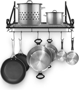 Kitchen Wall Pot Pan Rack with 10 Hooks