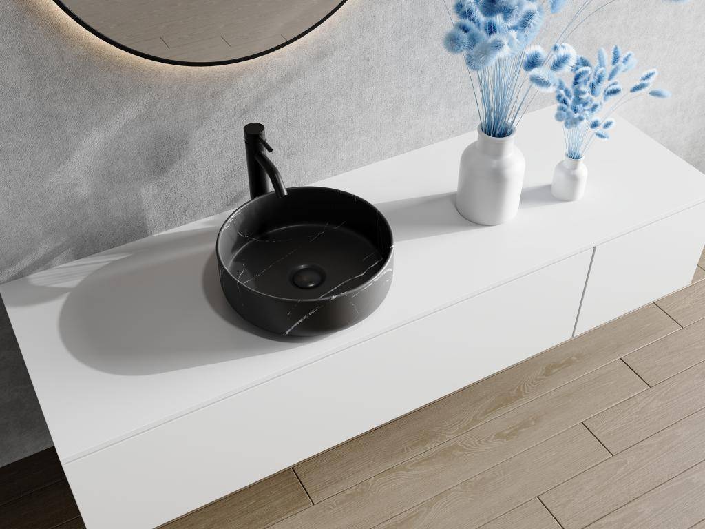 Round Ribbed Ceramic Washbasin 36 Cm