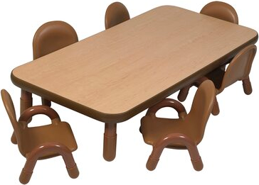 Angeles BaseLine Rectangular Table & Chair Set 60 x 30 x 12 in