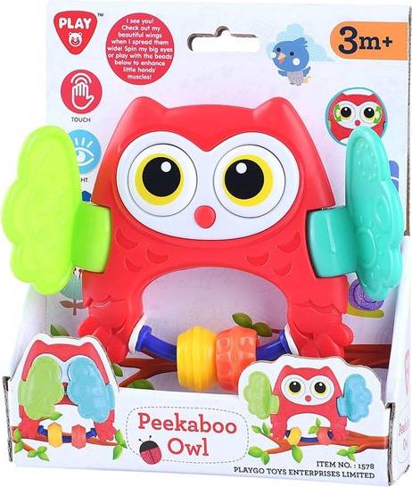 Peekaboo Owl Rattle Red