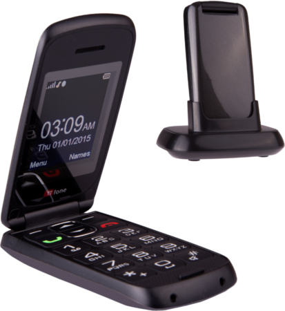 TTfone Clamshell Flip Phone O2 Bundle - Black