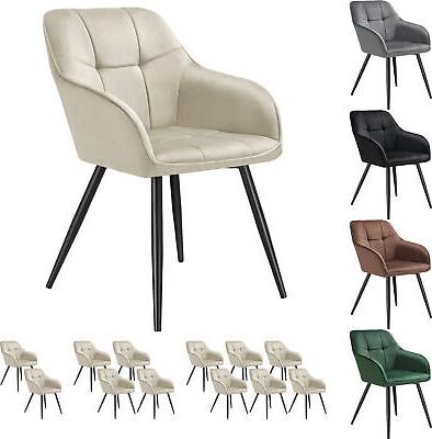 tectake Dining Velvet Look Quilted Pattern Kitchen Chair
