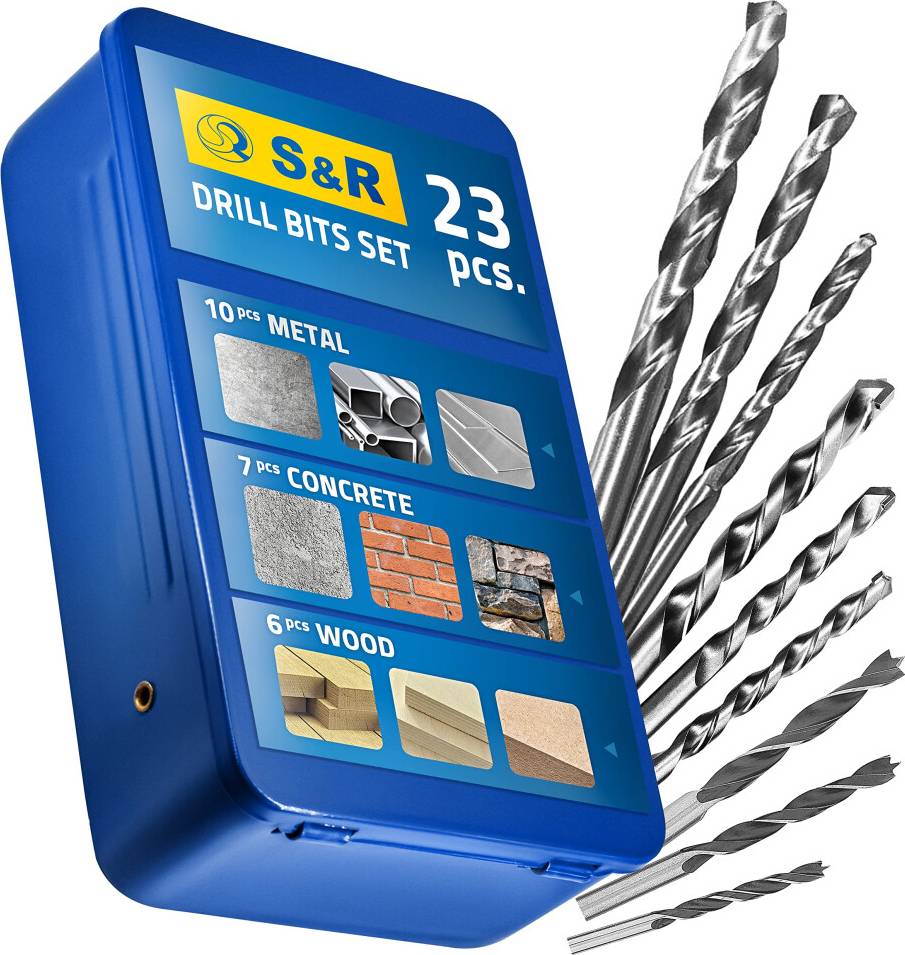 S+R Drill Bit Set 23 Pcs 6 for Metal Box