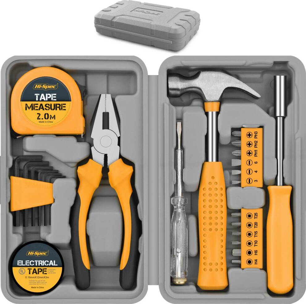 Hi-Spec 24pc Yellow Small Mini Home Set Tool Kit