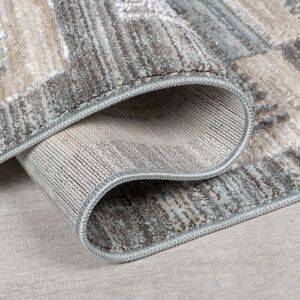 Flair Rugs Evelyn Blocks Checked Rug Beige