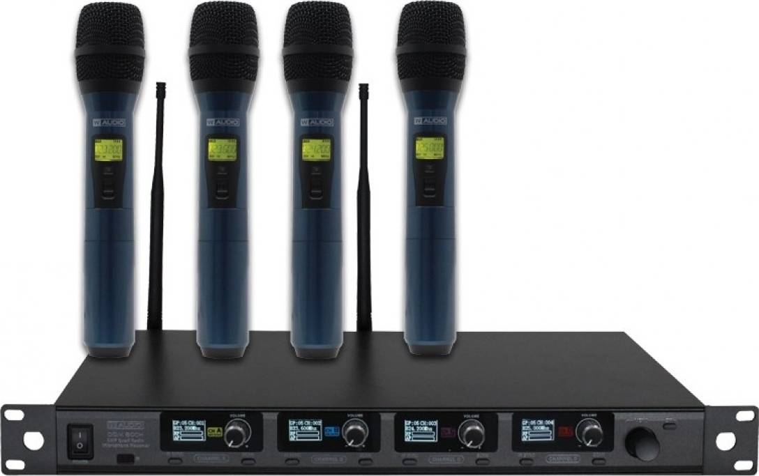 W-Audio DQM800H Quad Handheld UHF Microphone System