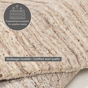 Theko Beige Round Pure Solid Colour Hand Rug 100 cm Beige