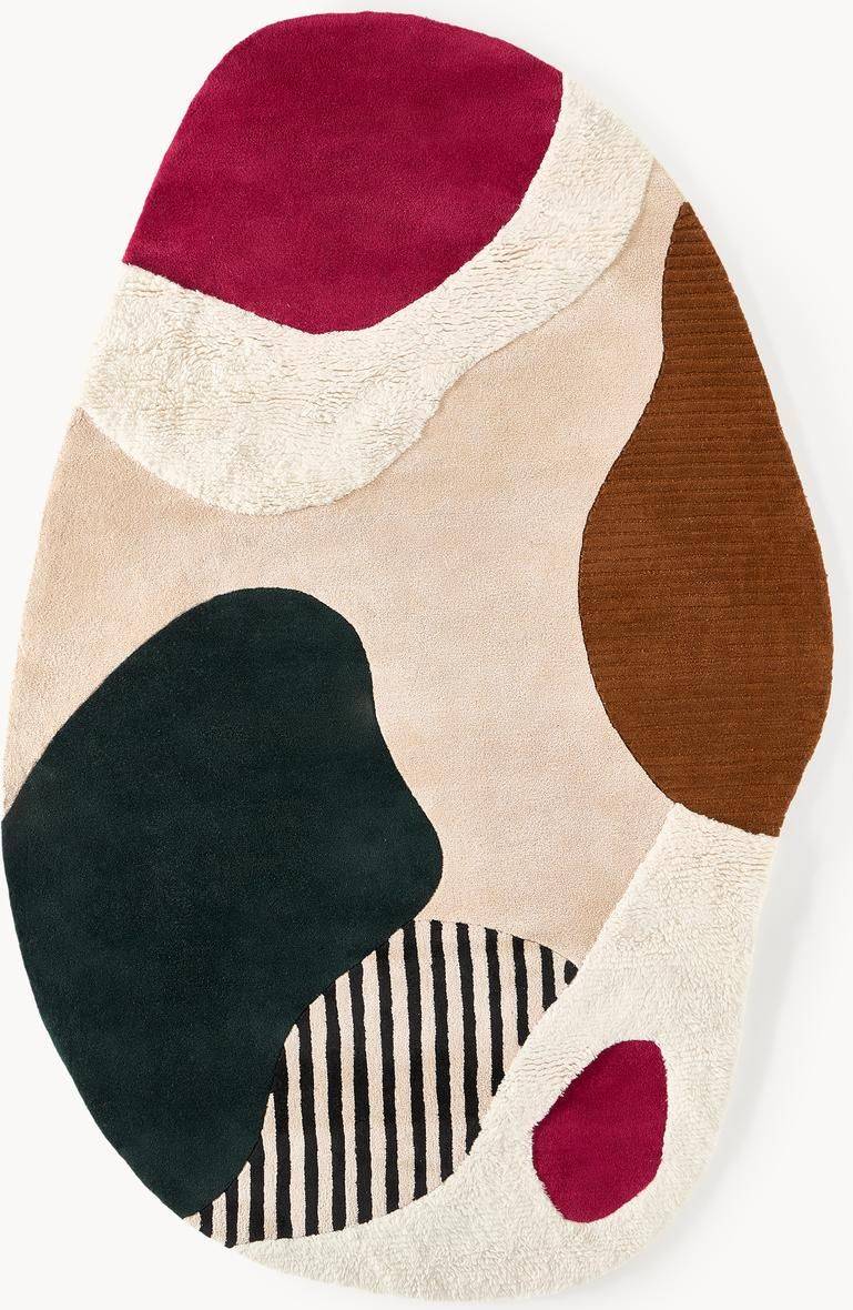 Westwing Collection High-Low Wool Rug Silas Hand-Tufted Multicolour, Yellow