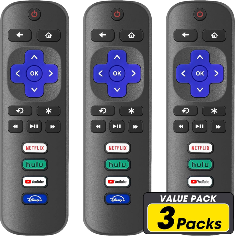 Roku TV Replacement Remote Control 3 Pack R-3P