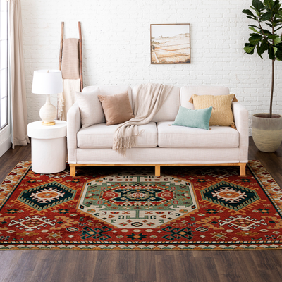 Mohawk area rugs Mohawk Home Indoor Geometric Area Rug 6 x 9 Red