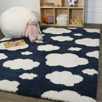 Navy Indoor Abstract Area Rug 5 x 7