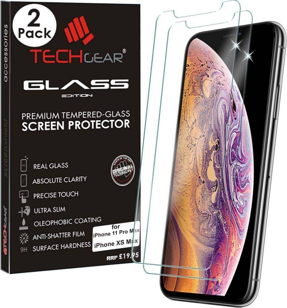 TechGear Genuine Tempered Glass Screen Protector 2 Pack