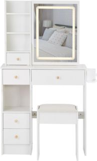 Small makeup vanity LOVMOR Small Size Left Drawer Desktop Vanity Dressing Table