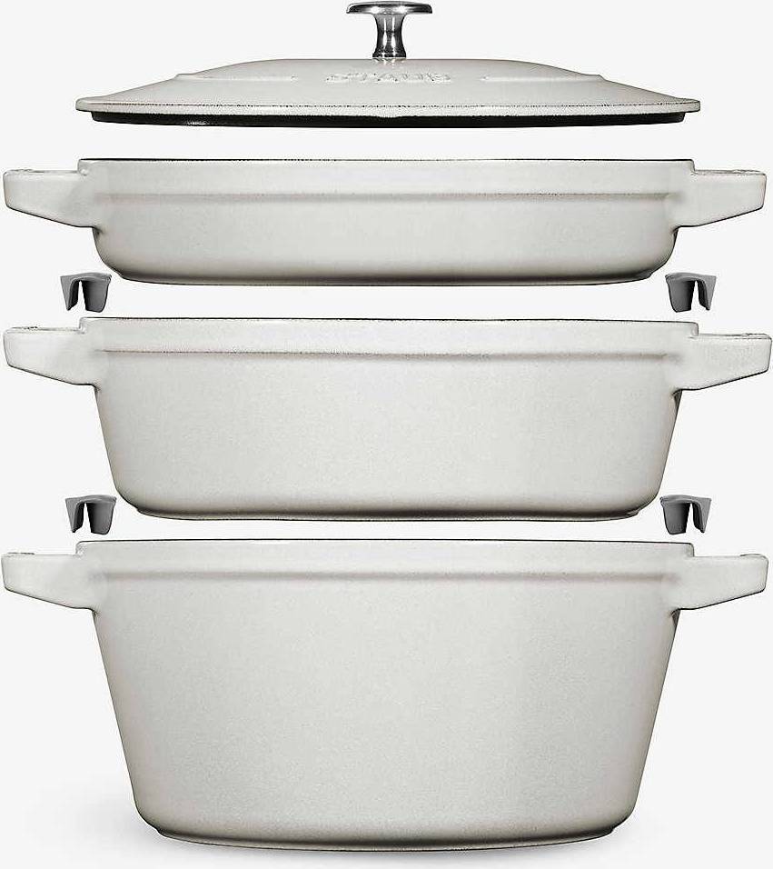 Ceramic cookware Staub Stackable Cookware Set with lid 3 Parts