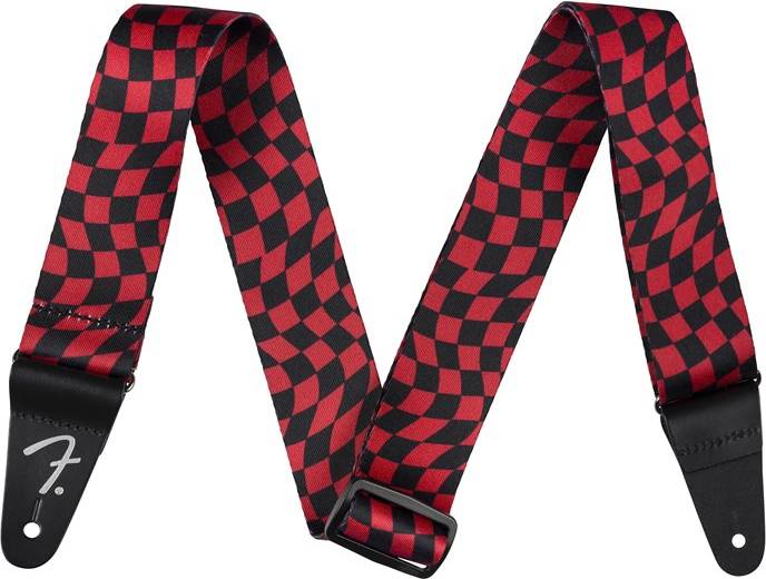 Fender Wavy Checkerboard Polyester Strap Red