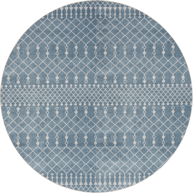 Nourison Astra Machine Washable Area Rug 5'3" x Round Blue