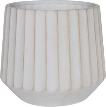Beige Wide Ribbed Terracotta Plant Pot