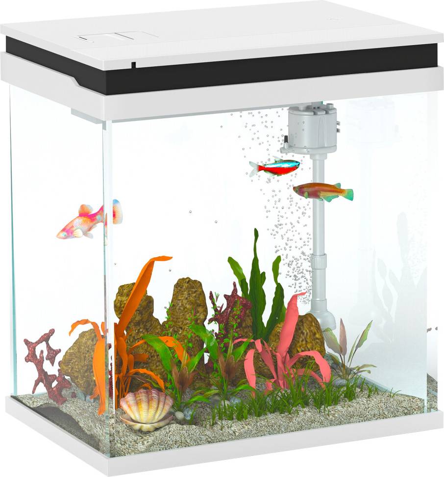 Pawhut 14L Small LED Fish Tank with Filter System