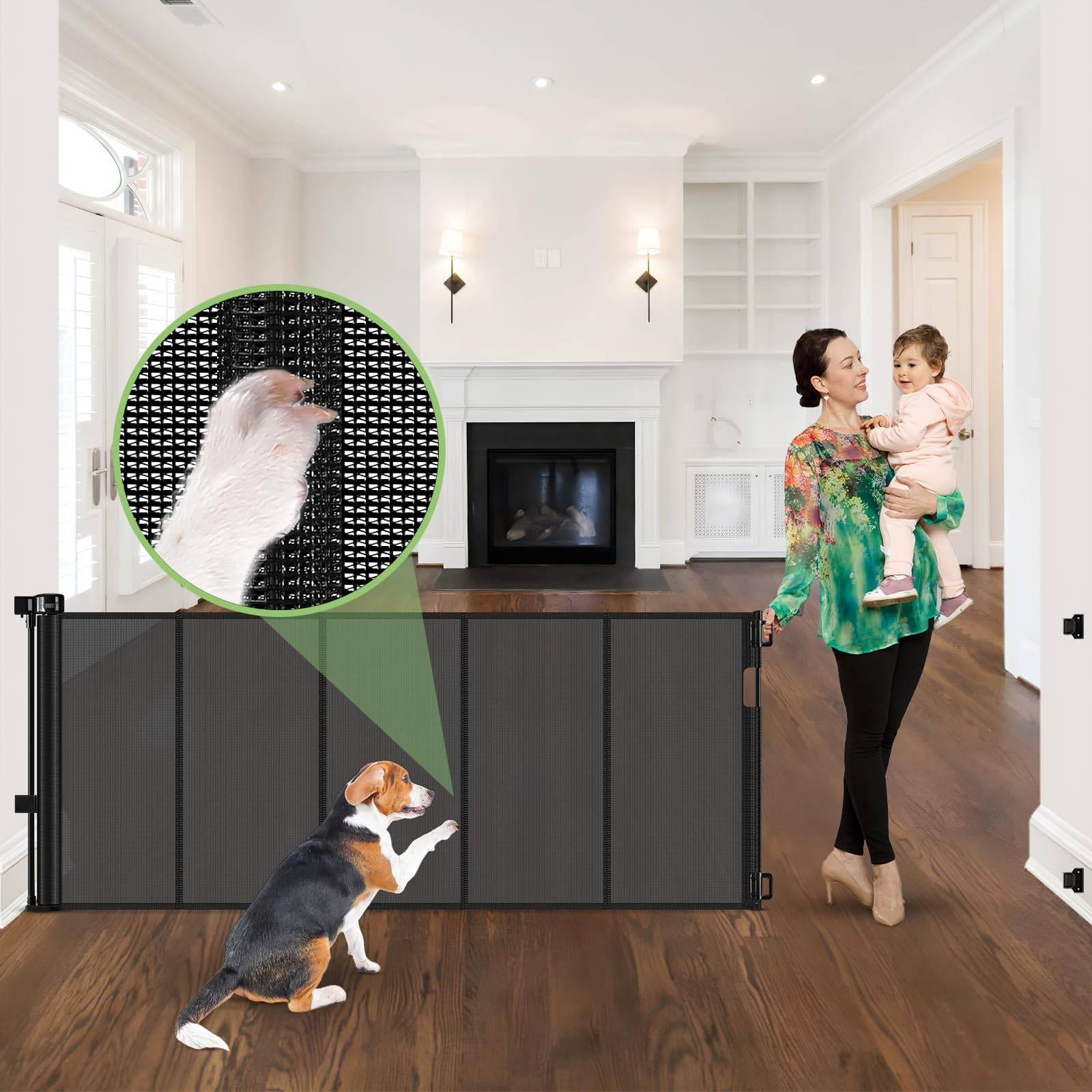 Retractable safety gate 96 Inch Wide Retractable Baby Gate