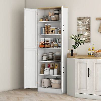 White kitchen pantry cabinet Homcom 67 Inch Kitchen Pantry Storage Cabinet