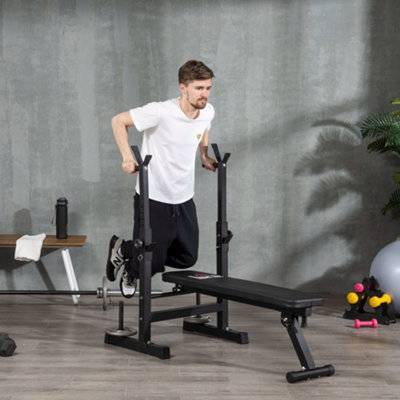 Homcom adjustable weight bench Homcom Adjustable Weight Bench with Barbell Rack and Dip Station
