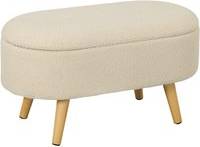 Homcom Ottoman Cream White Storage Bench