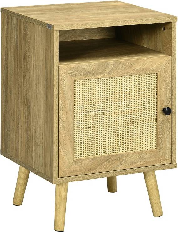 Homcom Rattan with Cabinet Natural Bedside Table