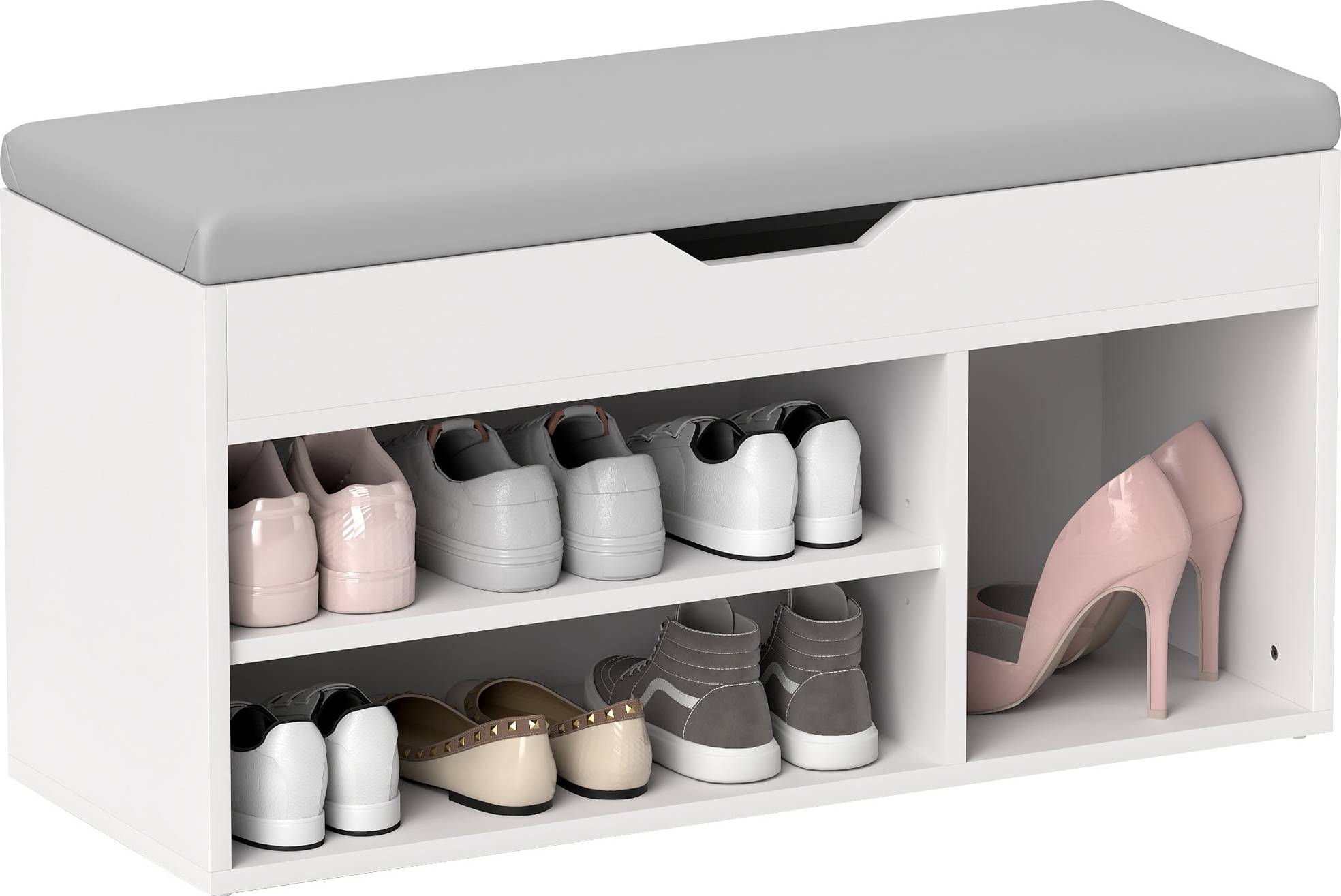 Homcom Sit-On Storage Unit Cream Shoe Rack