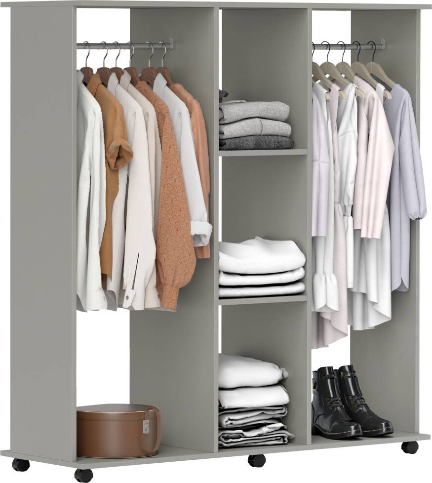Homcom Mobile Double Open Grey Wardrobe