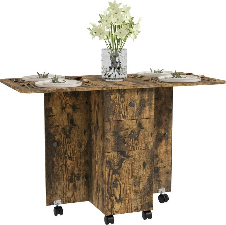 Homcom Folding Dining Table with Drawers Dining Table