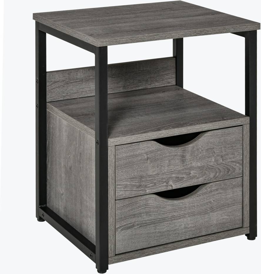 Homcom End Desk Grey Bedside Table