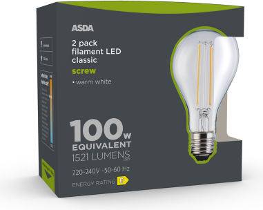 Asda LED Filament 100W Large Screw