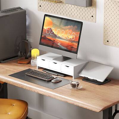Monitor riser Homcom Monitor Stand Riser With 3 Drawers